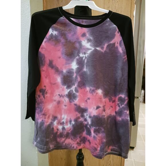 Purple Ice Tie Dye Raglan 3/4 Sleeve T-Shirt NWT Size 3XL - Picture 2 of 5